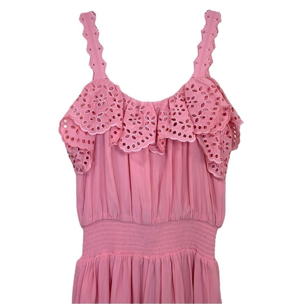 Ramy Brook NWT Women’s ‘Ellen’ Romper Ruffles Eyelet Feminine Pink Tulip X-Small - Picture 6 of 13